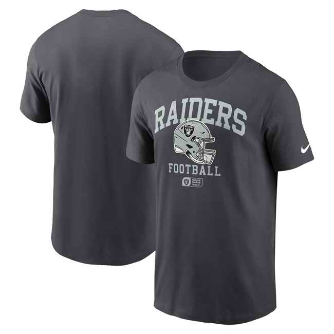 Men's Las Vegas Raiders Anthracite Helmet Essential T-Shirt